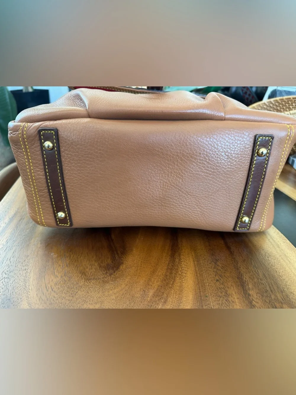 Dooney & Bourke Pebbled Leather Shoulder Bag Brown Tan Hobo Lock Logo Purse $398 - Picture 5 of 9